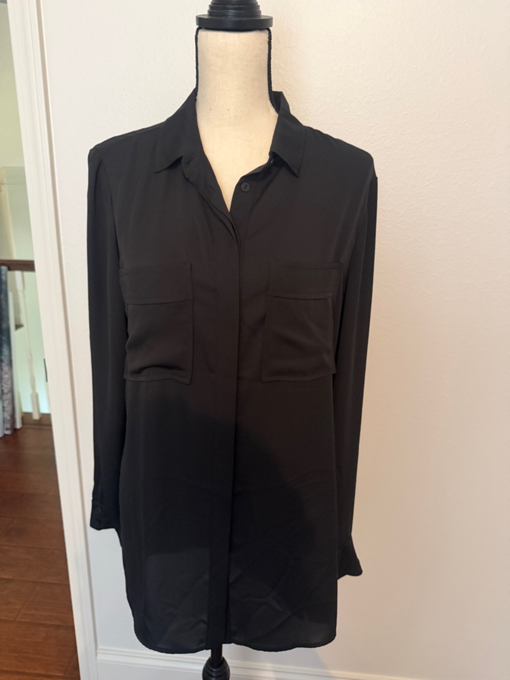 Amanda Uprichard Black Long-Sleeve Button-Down Shirt